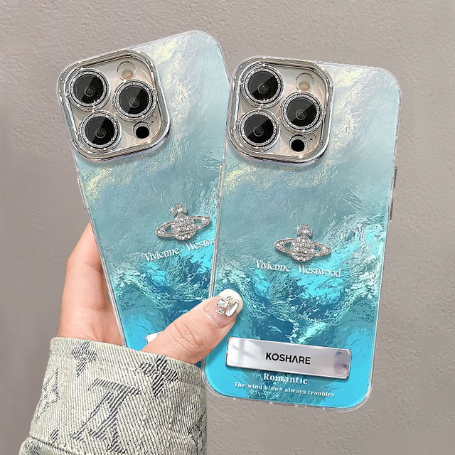 Blue Gradient Stereo Planet for Apple 16 Tinfoil Print Phone Case 15 Lens Film Fall Resistant 14 Advanced Sense Phone Case