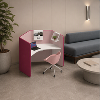 Cloisons de bureau insonorisées en bois et tissu, avec bureau intégré, pour bureau et étude, fabriquées par le fabricant.