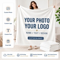 Couverture en flanelle polaire personnalisée avec photo, logo et texte, douce, imprimée, cadeau, vente en gros, OEM, ODM