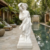 Statue de Jeune Fille Classique en Marbre Blanc Sculptée à la Main - Sculpture sur Mesure Élégante pour Intérieurs de Luxe et Jardins Extérieurs