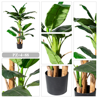 Pohon Pisang Buatan 150cm 4.92ft Tanaman Tropis Palsu dalam Pot Pohon Daun Pisang Tiruan untuk Dekorasi Rumah Kantor Mal Hotel Dalam Ruangan