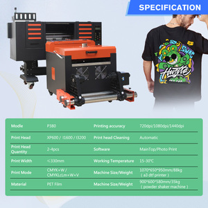 Impresora DTF de 12 Pulgadas A3 30cm 33cm con Cabezal Doble F1080 XP600 con Secador Agitador, Máquina de Impresión por Transferencia de Película PET para Camisetas - Product Image 2