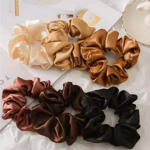 Großhandel Neue Stil Satin Elastische Haar Band Große Stoff Scrunchies Haar Zubehör Für Frauen