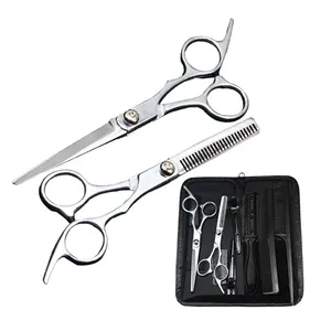 Conjunto de tesouras para cortar cabelo, kit de tesouras de aço inoxidável para barbeiro e barbeiro, preço profissional