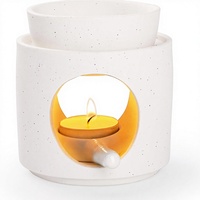 Brûleur à huile en céramique pour cire fondue, diffuseur d'arômes |   Support de bougie chauffe-plat pour aromathérapie, facile à utiliser, décoration de chambre à coucher, blanc