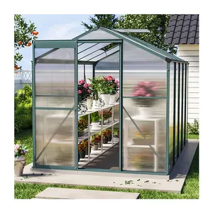 AJUNION 10x6 ft bahçe sera yeşil alüminyum çerçeveli polikarbonat bahçe çadır sera 2 delikleri ile
