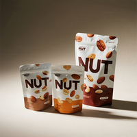 Sacs d'emballage personnalisés à fermeture éclair pour noix, sachets en plastique pour snacks, amandes, noix de cajou, sacs à noix quotidiens avec fenêtre