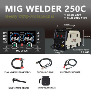 Máquina de Soldar MIG250C 4 en 1 con/sin Gas para Uso Doméstico, Bricolaje, Construcción, Granja, MOQ 1 Unidad, 200A - Product Image 5