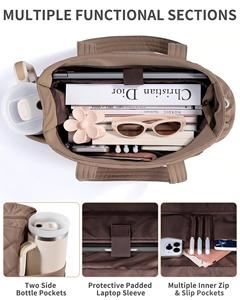 Borsa Termica Pieghevole da Donna in Poliestere con Capacità 21L, Scomparto per Laptop da 15.6 Pollici e Portabicchieri da 40oz - Product Image 5