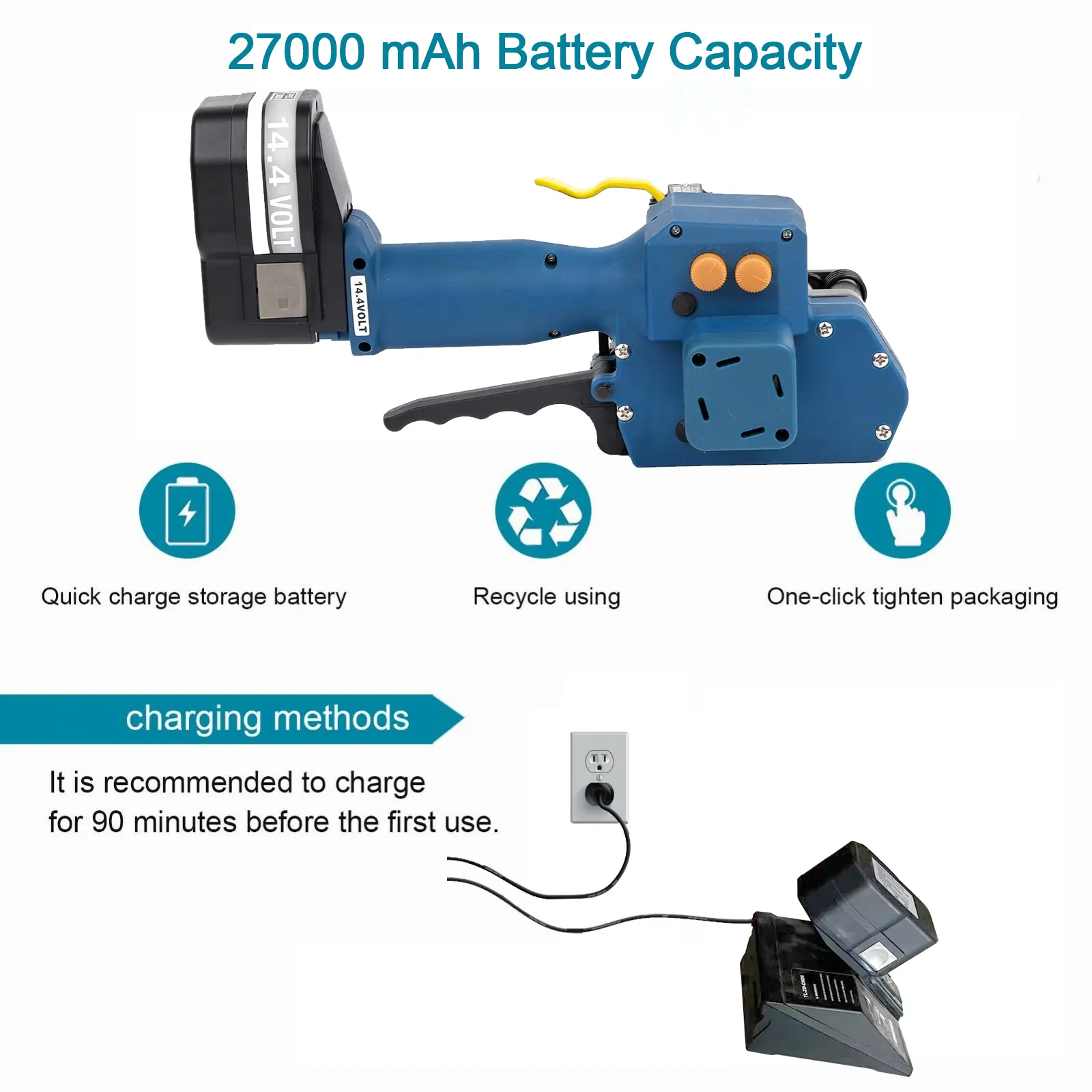 Electric Strapping Tool Handheld Banding Tools Portable Battery Powered Strapper Strapping Banding Machine 3000N