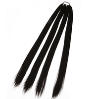 Queue de cheval noire longue et lisse de 34 pouces, en fibre synthétique haute température, Extensions de queue de cheval tressées avec attache de cheveux pour femmes