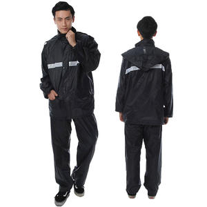 Ensemble imperméable et pantalon de pluie double couche en polyester avec doublure en maille, style transfrontalier, bleu marine, pour voyage, vêtements de pluie pour adultes - Product Image 2