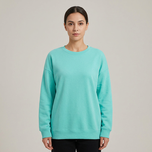 Felpa Pullover da Donna Tinta Unita Taglie Forti, Comoda e Casual da 300g/m², Abbigliamento Autunnale a Maniche Lunghe Senza Stampa - Product Image 3