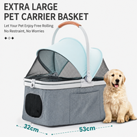 Poussette pour animaux de compagnie B2B en gros avec panier amovible, cadre pliable léger, poignée réglable, roues pivotantes à 360 degrés et amortisseurs pour chiens