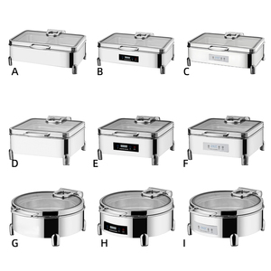 FLEY Réchaud de Buffet Électrique Hydraulique Premium 9L en Acier Inoxydable avec Couvercle en Verre Doré/Argenté pour Hôtels, Restaurants et Buffets - Product Image 4