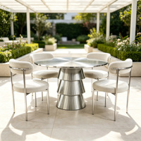 Nouvelle arrivée, ensemble de table à manger au design personnalisé, pieds en acier inoxydable, décoration pour événements de mariage, utilisation en intérieur et en extérieur