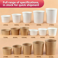 Conteneur alimentaire en papier kraft jetable, biodégradable, écologique, compostable, avec couvercle, pour emporter, salade, soupe, emballage