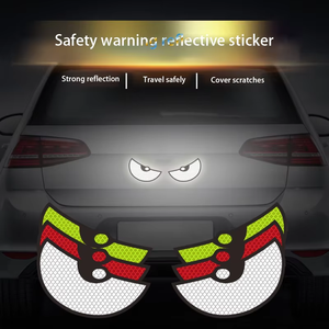 Autocollant réfléchissant œil de chat de dessin animé, 2 pièces, autocollant de sécurité haute visibilité pour <span class=keywords><strong>casque</strong></span> de voiture et <span class=keywords><strong>moto</strong></span> - Product Image 1