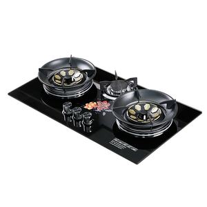 Cuisinière à <span class=keywords><strong>gaz</strong></span> encastrable de bureau à double usage Source Factory, panneau en verre trempé, protection anti-extinction de flamme, allumage électronique par impulsion, 3 brûleurs - Product Image 4