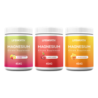 LIFEWORTH Clean Label - Mezcla de Polvo de Citrato de Magnesio para Bebida, Sin Alérgenos, Sabor Frambuesa, Apoyo para la Relajación, Fórmula Personalizada, ODM