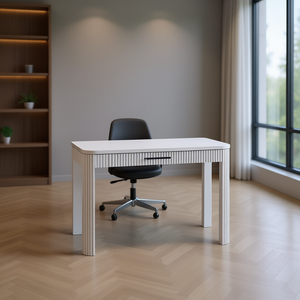 White Office Writing <b>Desk</b> Modern Minimalist Design Wood Material Storage <b>Drawer</b> Freestanding Commercial Furniture - Product Image 2