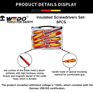 WEDO VDE 1000V IEC 60900 Stahl Schlitz- und Kreuzschlitz-Isolierschraubendreher-Set - 8-teilig - Product Image 4