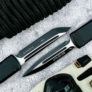 Cuchillo de Caza Micro Hera, Mango Negro, Hoja con Acabado Stonewash, Cuchillo Táctico Multiusos para Campamento, Caza, Supervivencia, Herramientas de Bolsillo - Product Image 4