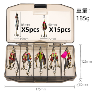 Bajo trucha salmón <span class=keywords><strong>de</strong></span> Metal duro cola <span class=keywords><strong>de</strong></span> <span class=keywords><strong>gallo</strong></span> Spinner Señuelos <span class=keywords><strong>de</strong></span> Pesca Kit - Product Image 3