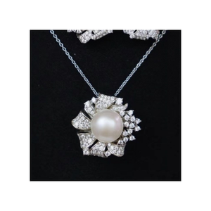 Haute qualité classique 925 en argent Sterling perle d'eau douce zircon cubique pendentif collier ensembles de bijoux de mode à vendre - Product Image 1