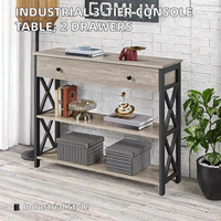 Console moderne à 3 niveaux avec 2 tiroirs, meuble extensible en bois pour villa, bar, salon, entrée, meuble de canapé