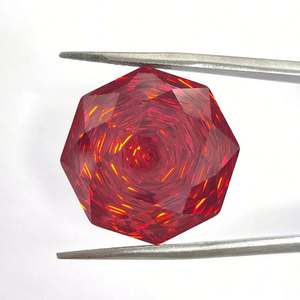 พลอยซินเซียมเซอร์โคเนียสีแดง CZ ตัดดอกกุหลาบแปดเหลี่ยม - Product Image 1