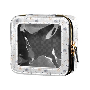 Wholesale Customs logo clear Cosmetic Bag Waterproof Leather Travel Bag Make up Zipper Bag - Product Image 1