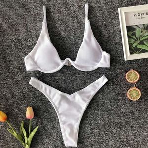 Traje de Baño Bikini de Dos Piezas para Mujer, Sexy, de Alta Calidad, Sin Costuras, de Secado Rápido, con Push-Up, Tirante en V, de un Solo Hombro, para Playa y Piscina - Product Image 5