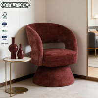 Fauteuil individuel CARLFORD, design moderne et minimaliste rouge, pivotant, pour salon, chambre à coucher, durable – idéal pour appartements