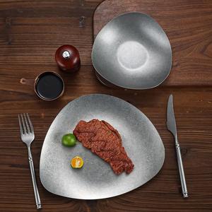 Retro Stainless Steel Oval Plate 304 Japanese Style Snack Bowl Cold Dish Pasta Salad Barbecue Rice Plate Hotel Use - Product Image 3