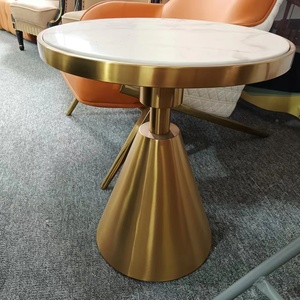 Home Luxury Edge Round Marble Sofa Corner <strong>Gold</strong> Tube Hotel <strong>Small</strong> Tea <strong>Table</strong> - Product Image 6