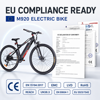 Vélo de montagne électrique en aluminium 9 vitesses, moteur arrière sans balais 250W, batterie lithium 36V 13Ah, vitesse maximale 25km/h, disponible depuis l'entrepôt UE