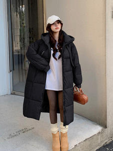 2024 Winter New Korean Style Loose Medium <strong>Length</strong> <strong>Knee</strong> Hooded Thickened Casual <strong>Waterproof</strong> Zipper Women's Fashion Down <strong>Coats</strong> - Product Image 3