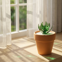 Plantes succulentes en verre de Murano faites à la main, en pot, idéales pour la fête des mères, la fête des enseignants, la décoration de la maison, l'ornement de bureau