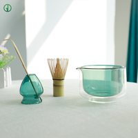 Support élégant pour fouet à matcha en verre borosilicate de qualité alimentaire, résistant à la chaleur, accessoires de thé colorés rose ambre vert