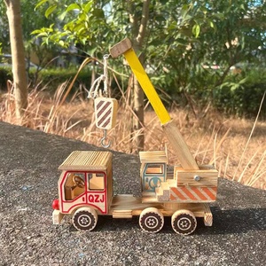 Nuevos juguetes Montesori, juego educativo de sitio de construcción de madera, juguetes de grúa de madera, coches para niños pequeños - Product Image 2