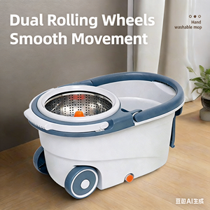 Sistema <span class=keywords><strong>di</strong></span> Pulizia Domestica con Mop Rotante a 360 Gradi, Testa Rotonda in Acciaio e Microfibra, con Secchio per Pulizia Pavimenti - Product Image 6