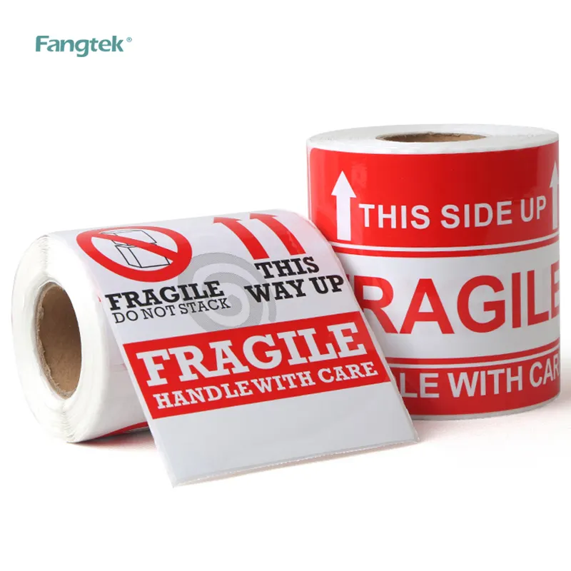 Factory Supply Warning Label Sticker Fragile Handle With Care Self Adhesive 500 Labels Roll