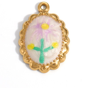 Breloques en acier inoxydable sur le thème de l'océan, pendentifs étoile de mer, poisson, fleur avec serti clos, accessoires de bijoux DIY, design rétro unisexe - Product Image 3