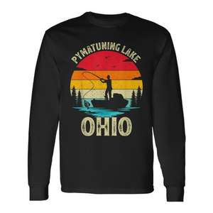Camiseta de manga larga retro vintage de Pymatuning Lake Ohio Fishing - Product Image 1
