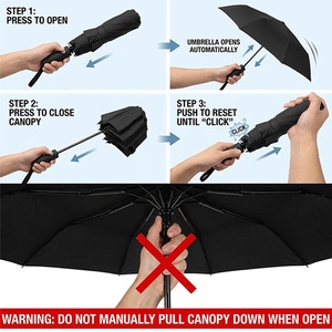 Windproof Automatic Open Close Travel <b>Umbrella</b> Compact UV Protection Sun Rain <b>Umbrella</b> with Custom Logo Support - Product Image 6