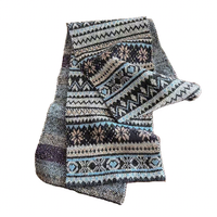 Écharpe longue en tricot jacquard à blocs de couleurs rétro, accessoire de mode chaud pour l'hiver, pour filles et femmes