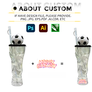 Gobelets en plastique réutilisables tricolores de 17 oz avec couvercles et pailles, personnalisables avec logo, pour cadeaux de fête de football et fournitures de fête sportive - Product Image 6