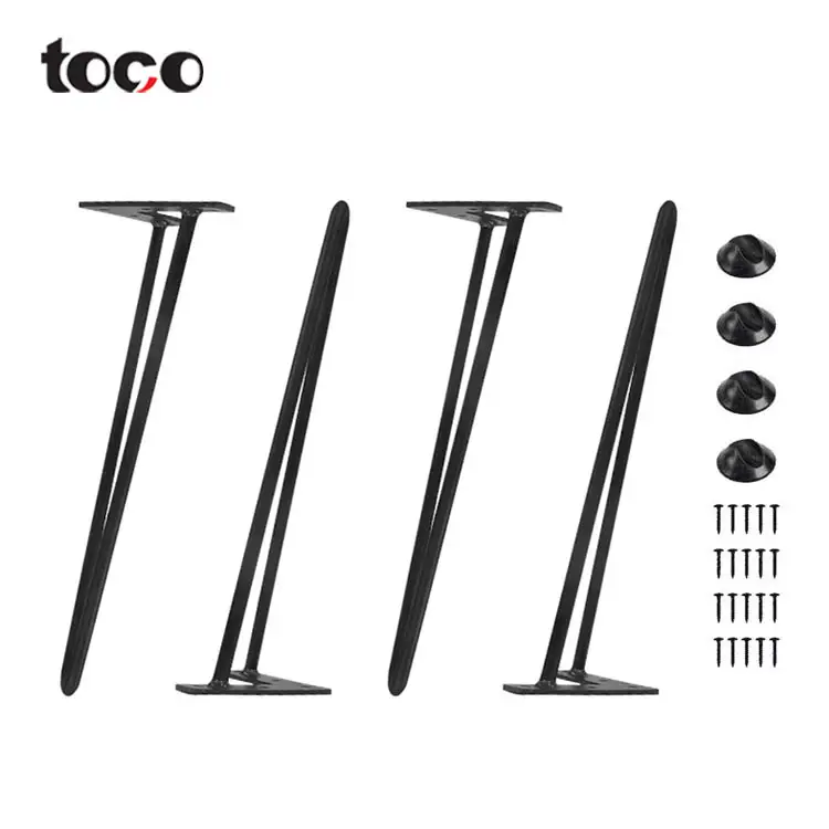 Toco – meuble en forme de w, pieds de table en bois café, pieds de table en métal noir et blanc avec épingle à cheveux