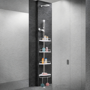 Adjustable Height Wall Mounted <strong>Telescopic</strong> Extension <strong>Bathroom</strong> <strong>Shelf</strong> Multi-Layer Triangle Corner Shower Rack PP 260-320cm Storage - Product Image 3